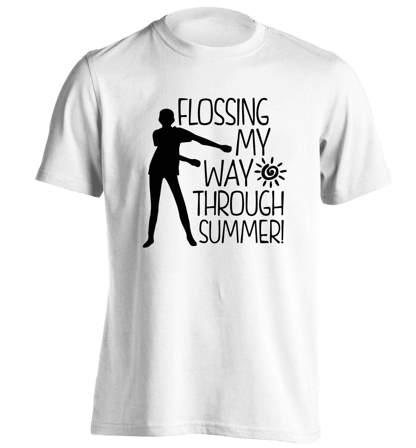 Flossing my way through summer adults unisex white Tshirt 2XL
