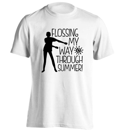 Flossing my way through summer adults unisex white Tshirt 2XL