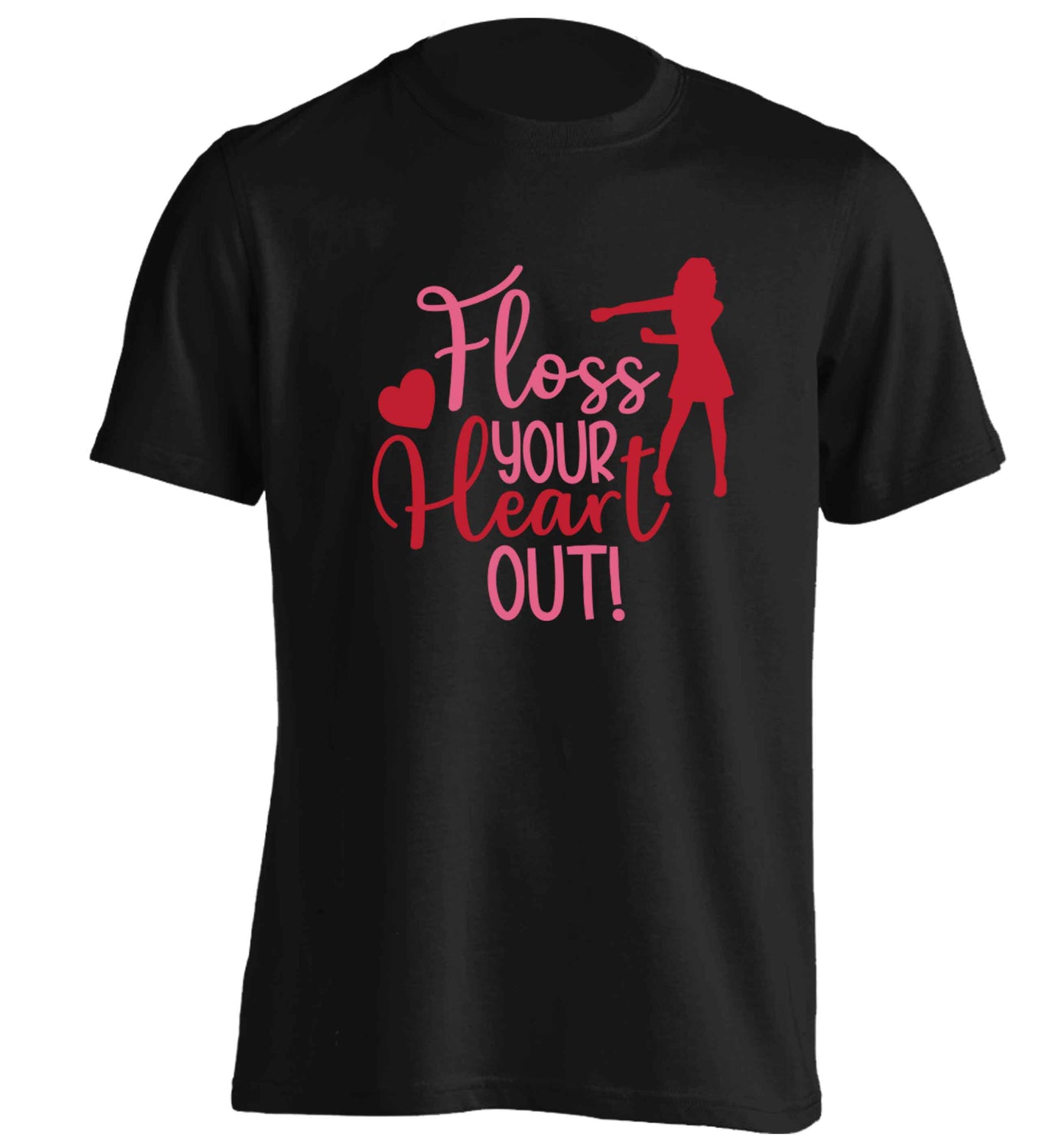 Floss your heart out adults unisex black Tshirt 2XL