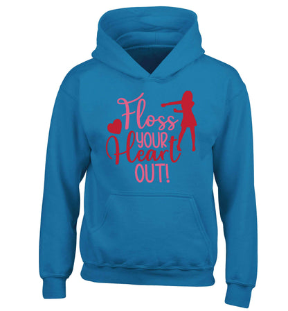 Floss your heart out children's blue hoodie 12-13 Years