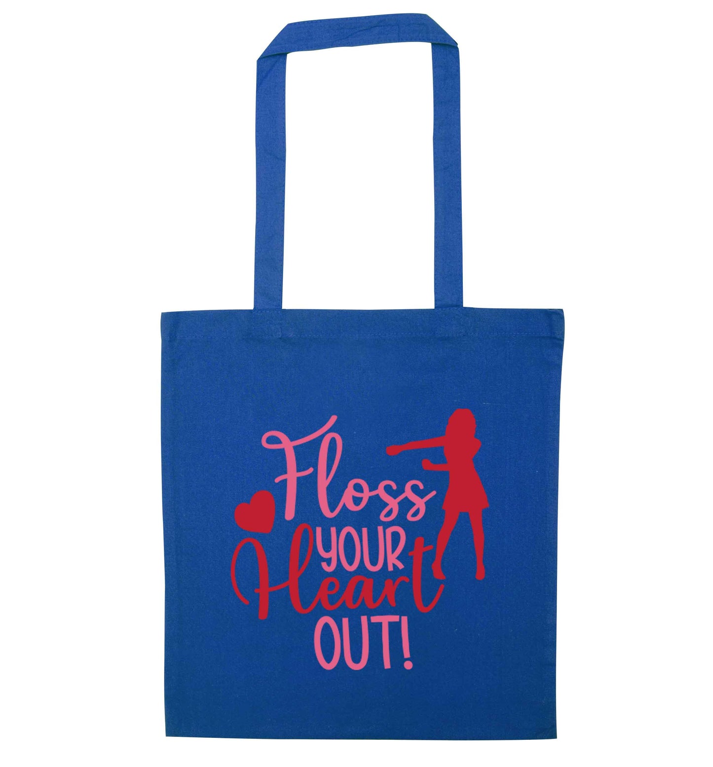 Floss your heart out blue tote bag