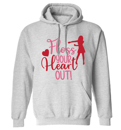 Floss your heart out adults unisex grey hoodie 2XL