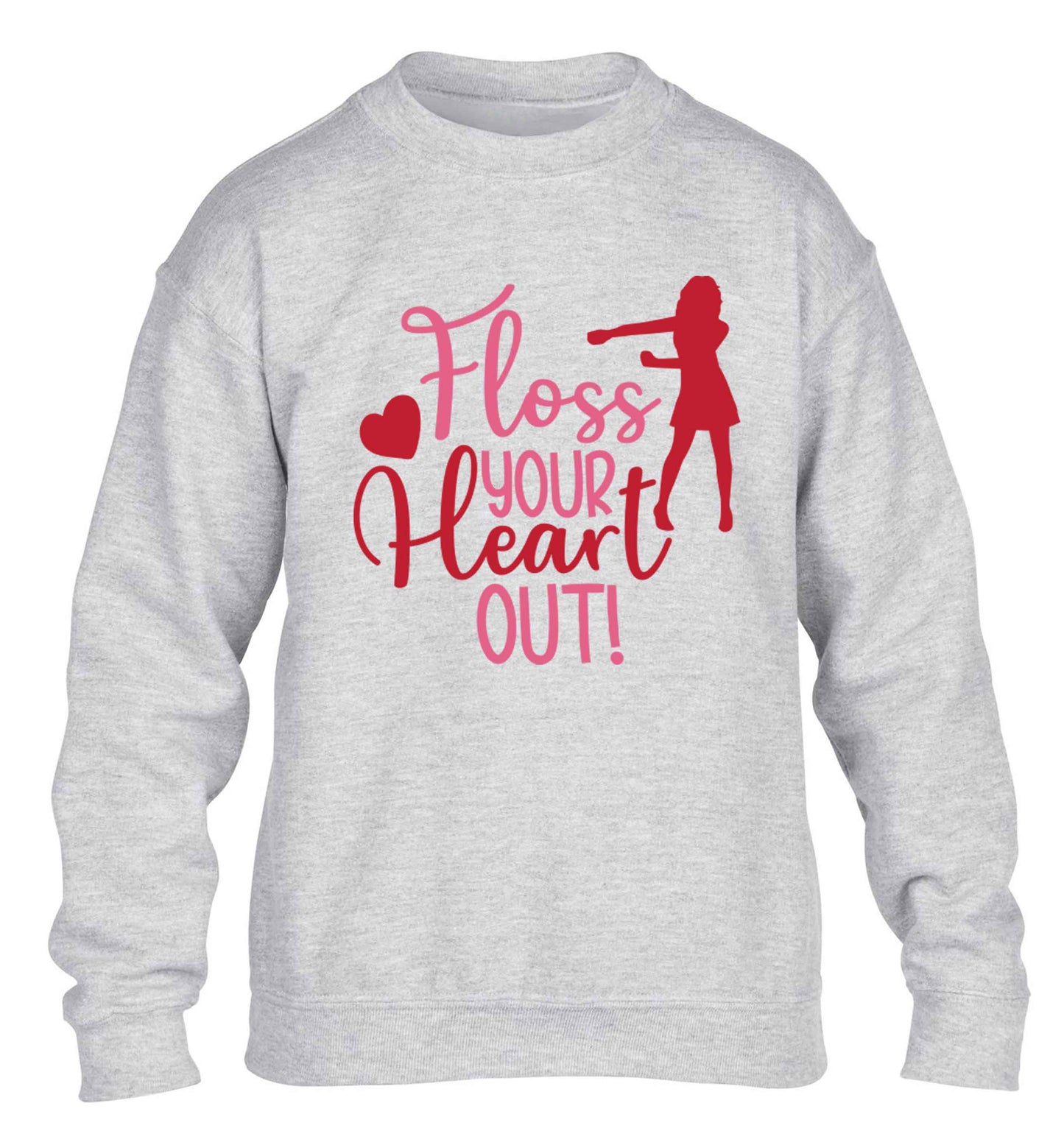 Floss your heart out children's grey sweater 12-13 Years