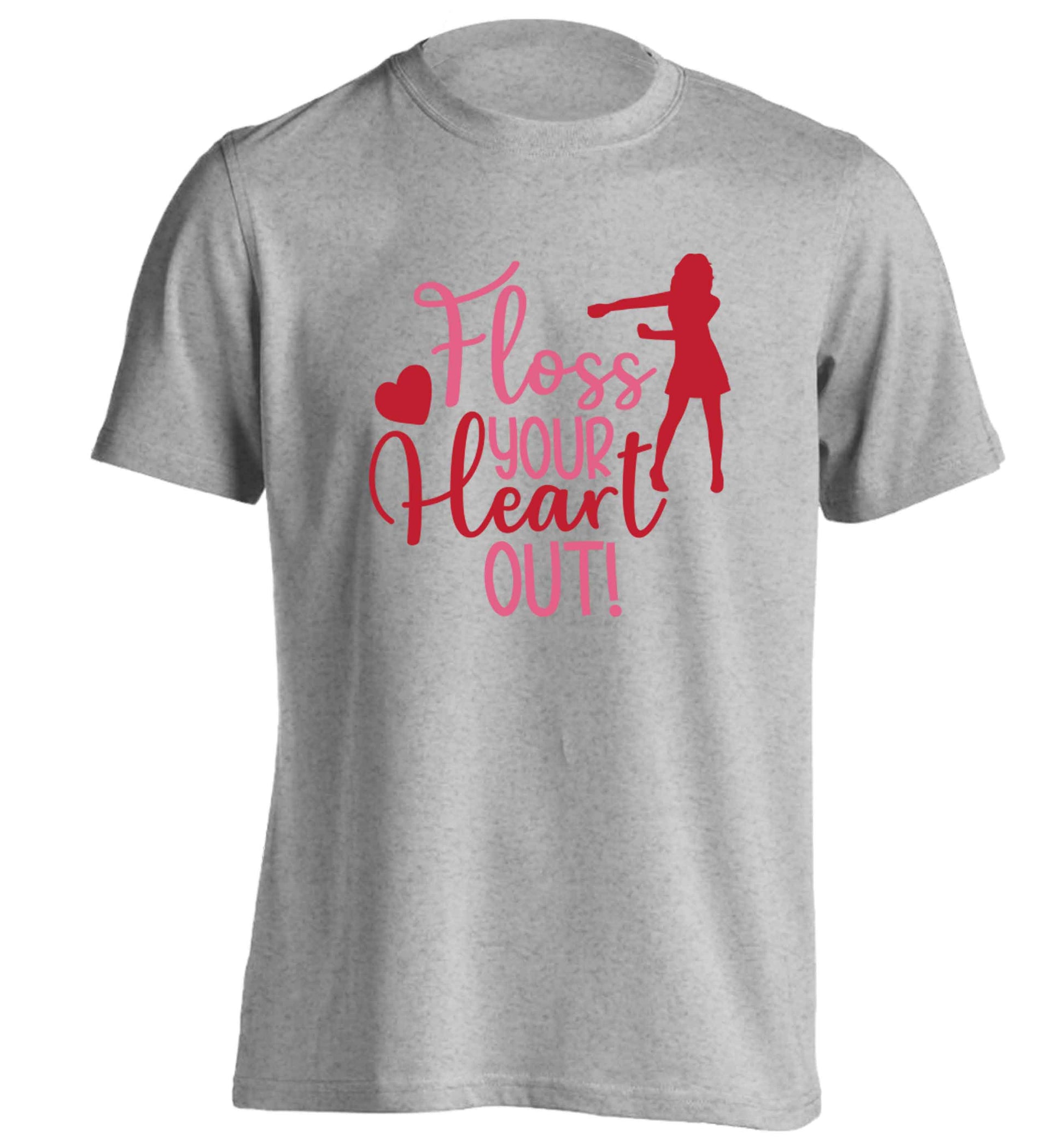 Floss your heart out adults unisex grey Tshirt 2XL
