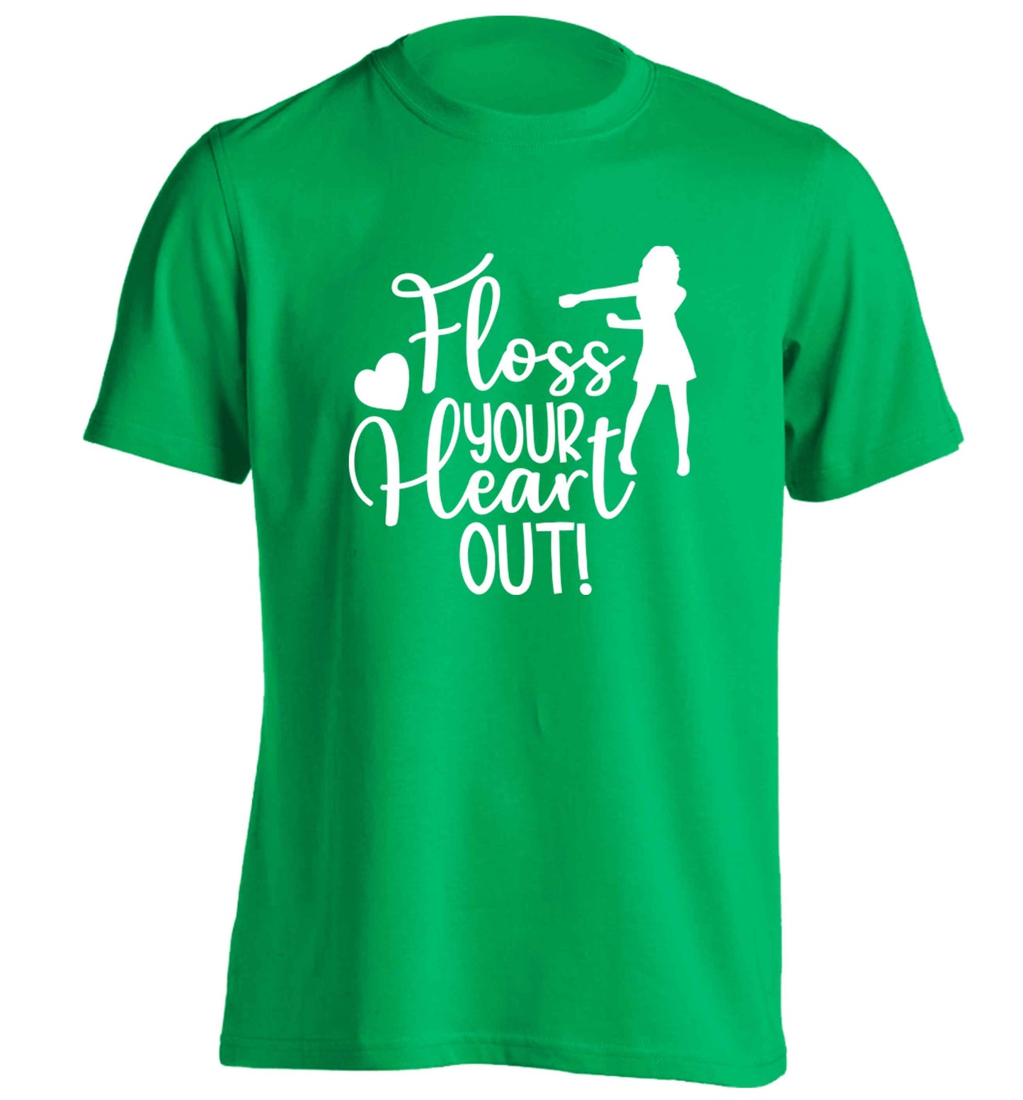 Floss your heart out adults unisex green Tshirt 2XL