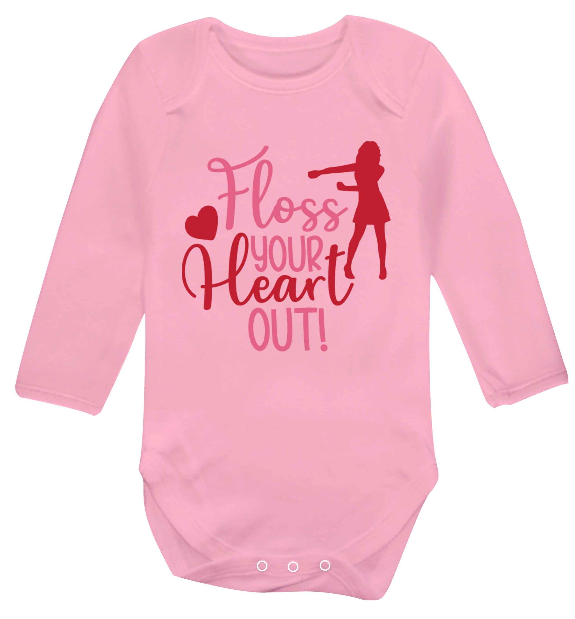 Floss your heart out Baby Vest long sleeved pale pink 6-12 months