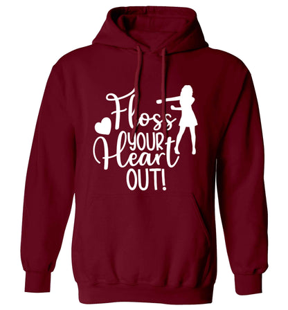 Floss your heart out adults unisex maroon hoodie 2XL