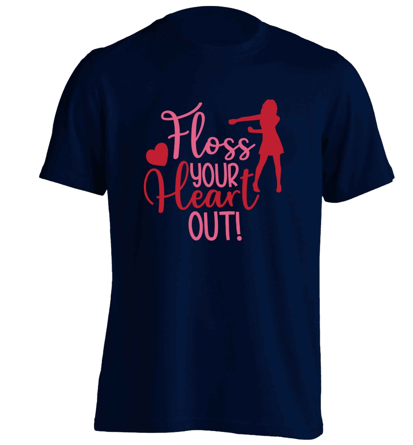 Floss your heart out adults unisex navy Tshirt 2XL
