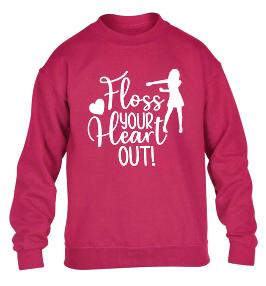 Floss your heart out children's pink sweater 12-13 Years