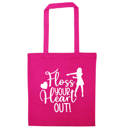 Floss your heart out pink tote bag