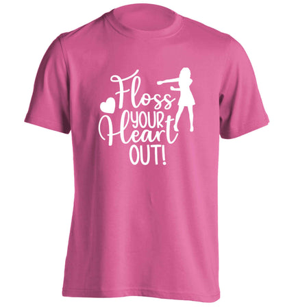 Floss your heart out adults unisex pink Tshirt 2XL