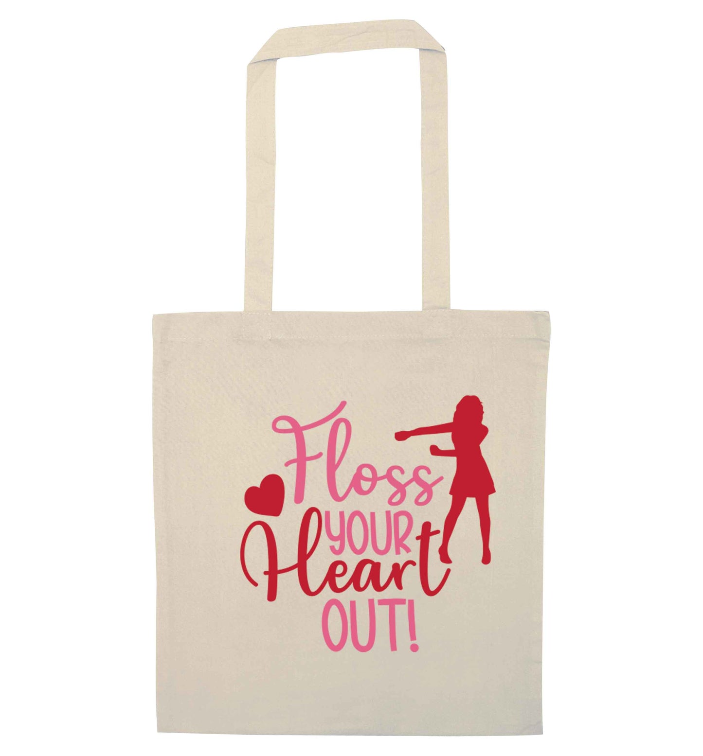 Floss your heart out natural tote bag