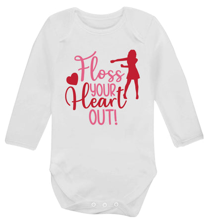 Floss your heart out Baby Vest long sleeved white 6-12 months