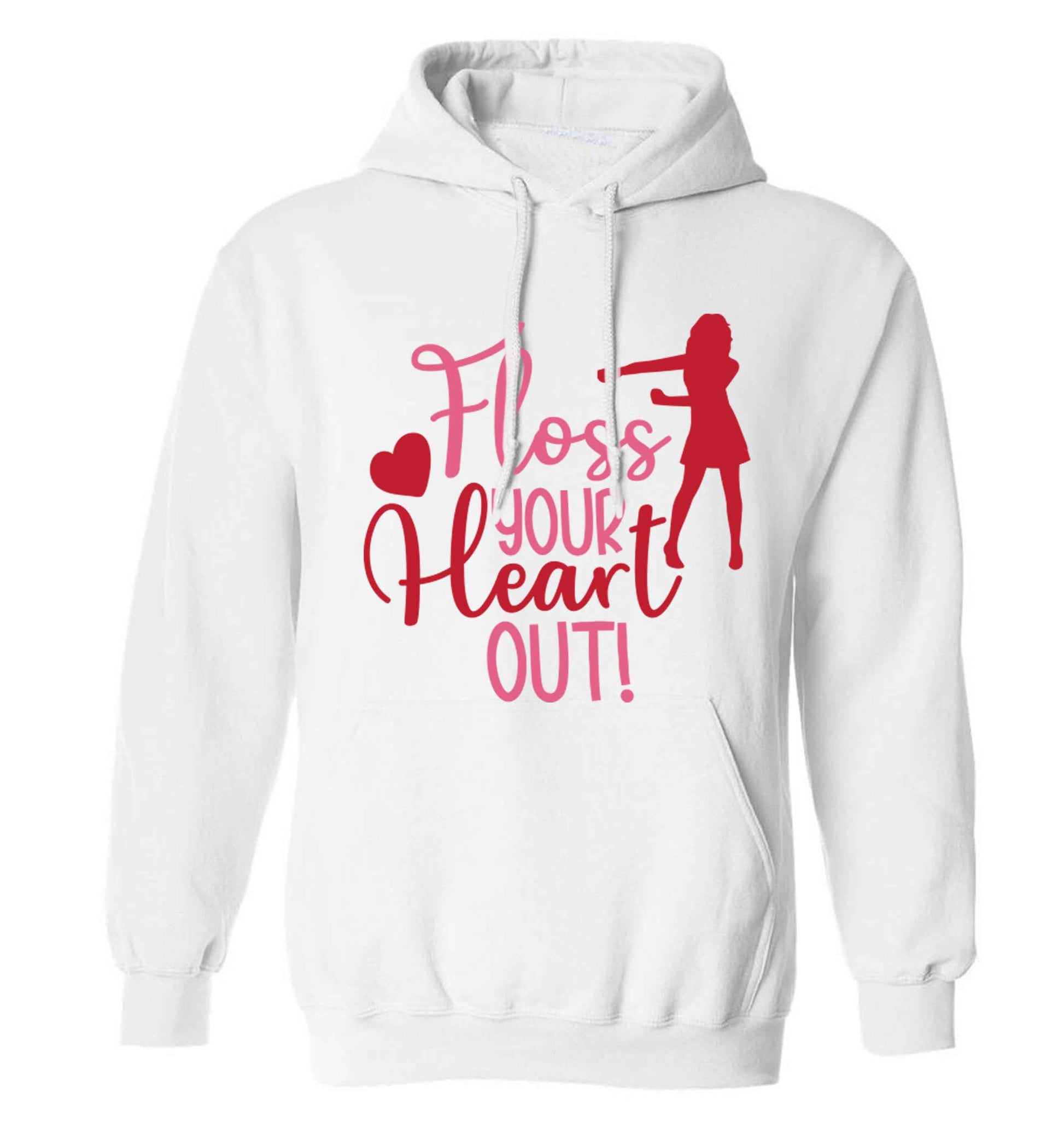 Floss your heart out adults unisex white hoodie 2XL