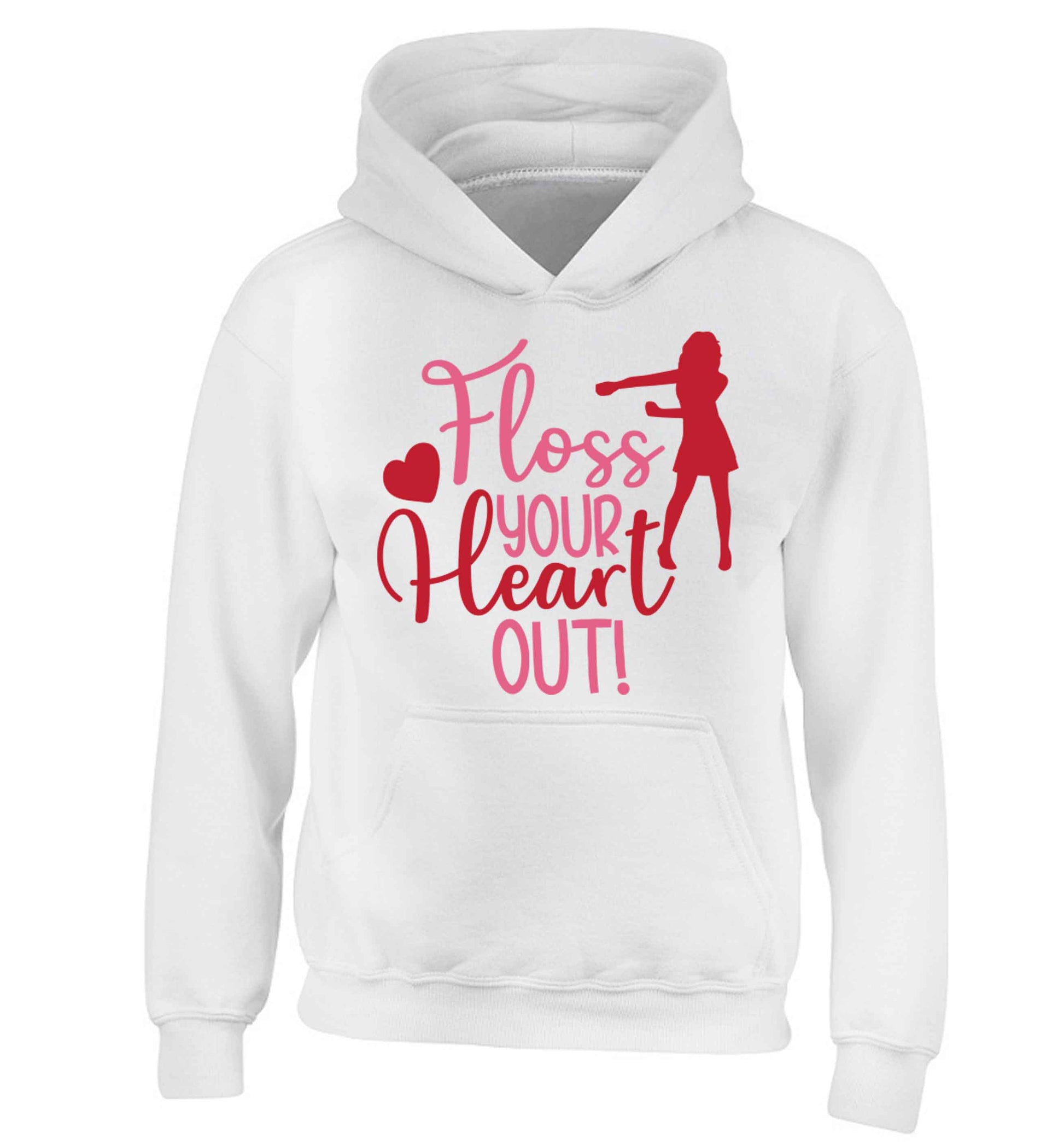 Floss your heart out children's white hoodie 12-13 Years