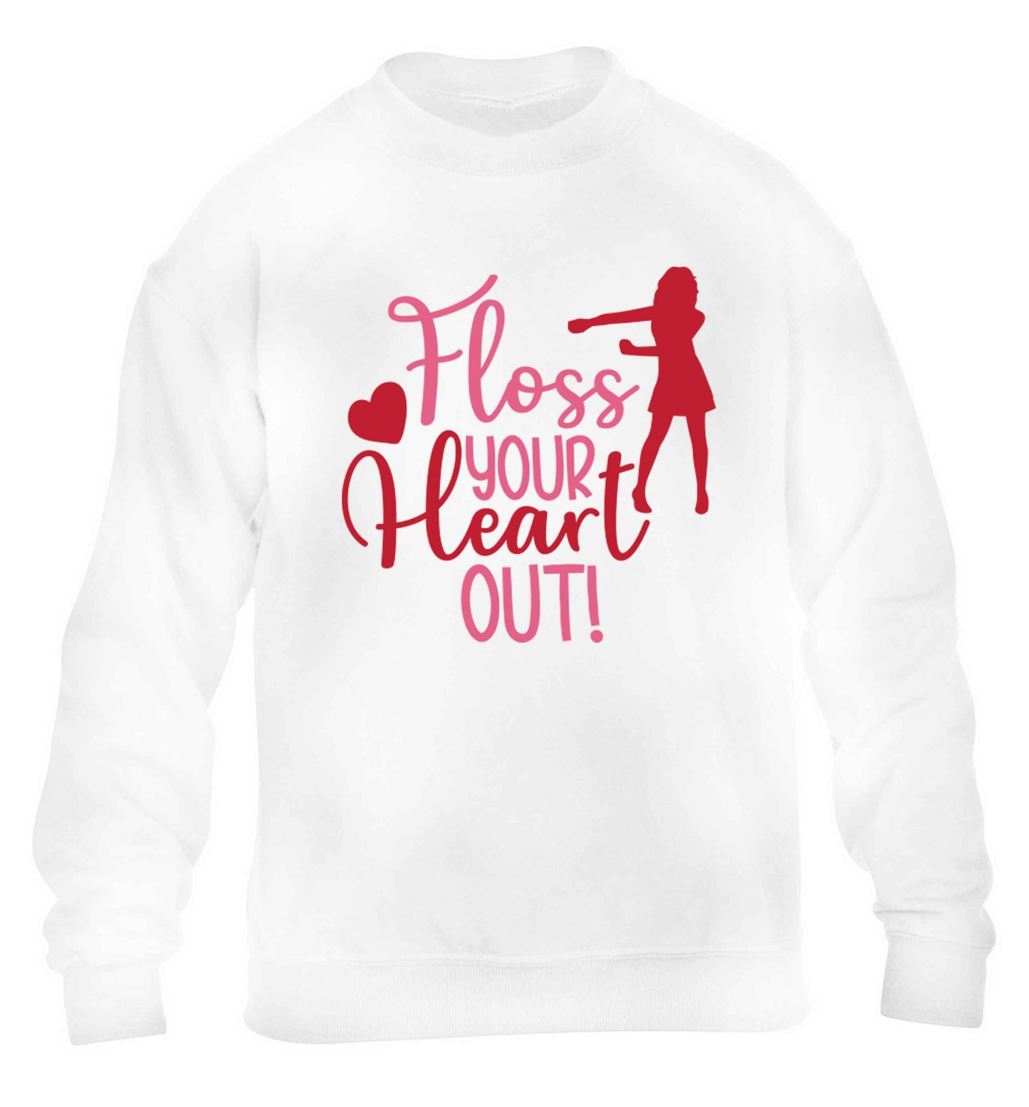 Floss your heart out children's white sweater 12-13 Years