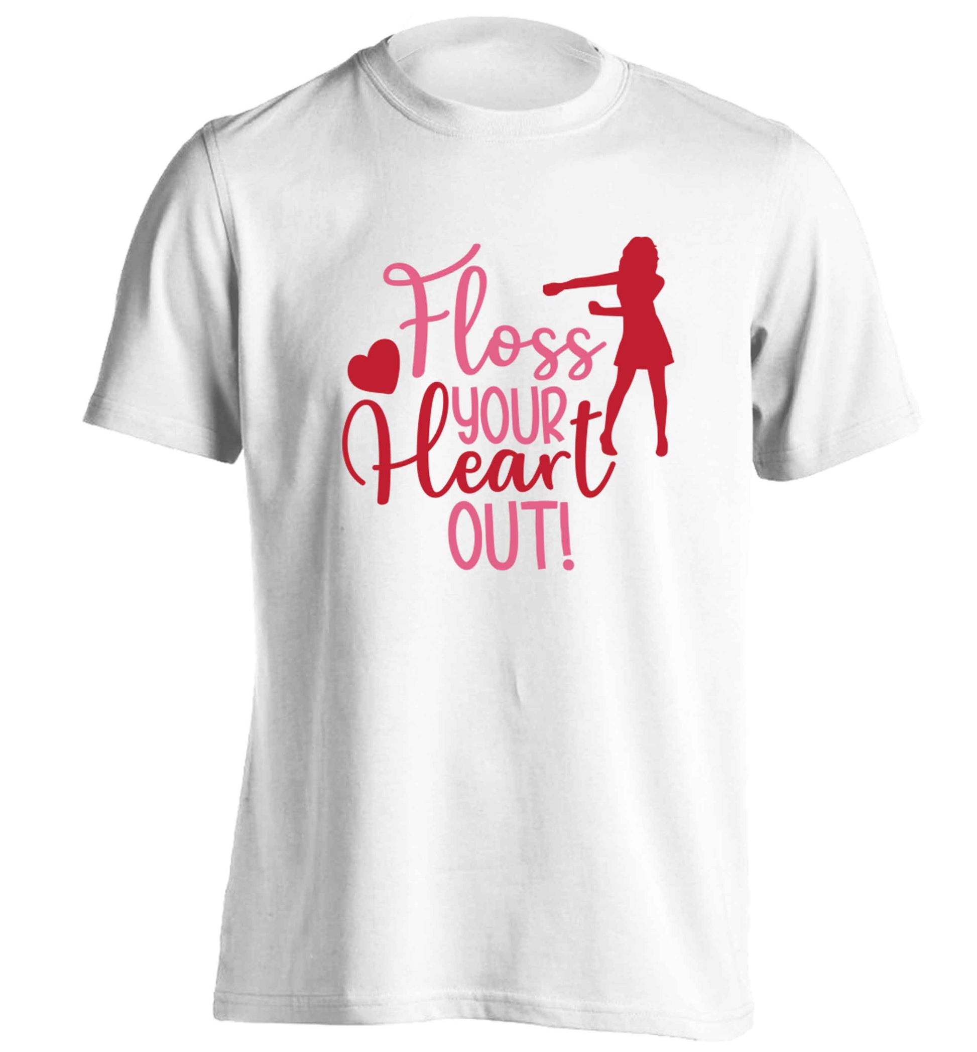 Floss your heart out adults unisex white Tshirt 2XL