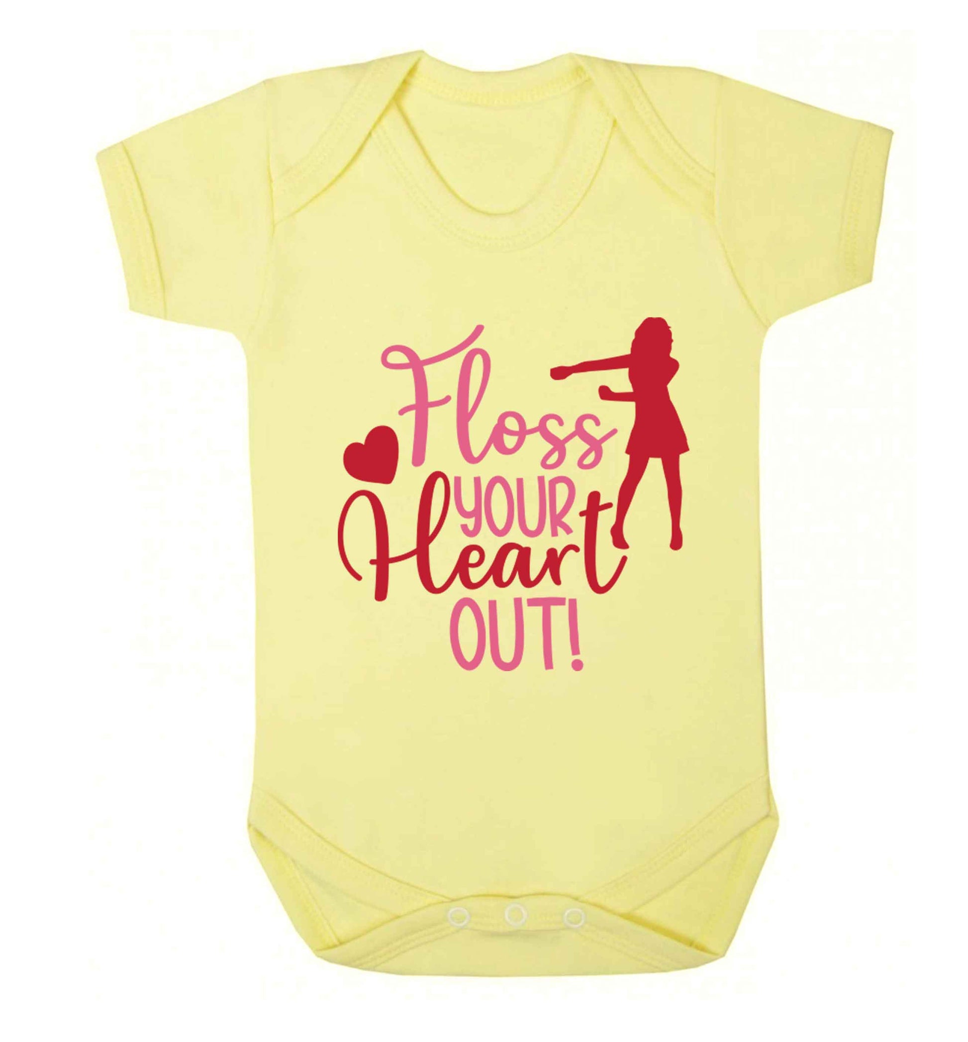 Floss your heart out Baby Vest pale yellow 18-24 months
