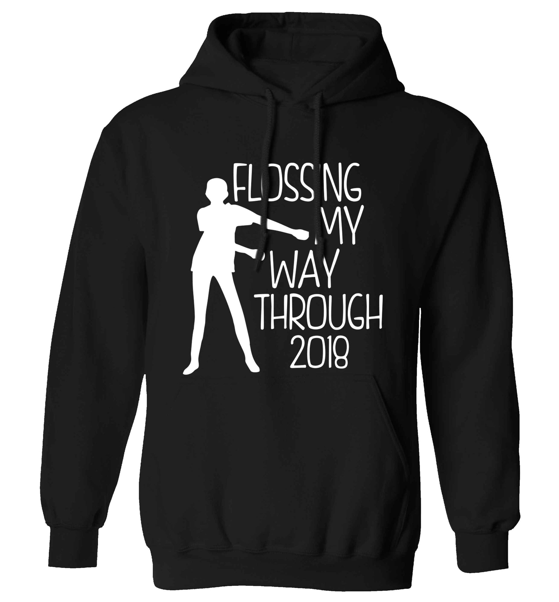 Flossing my way through 2018 adults unisex black hoodie 2XL