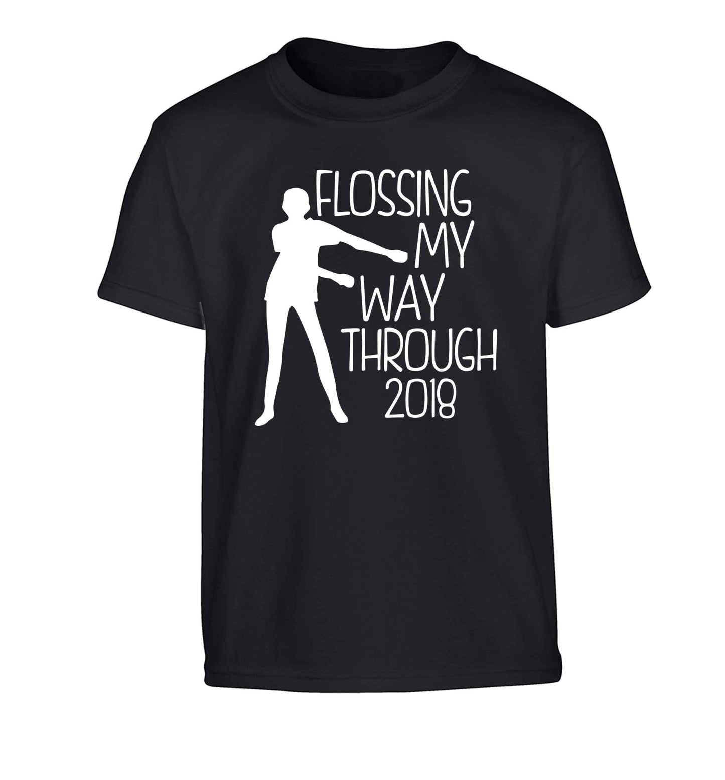 Flossing my way through 2018 Children's black Tshirt 12-13 Years