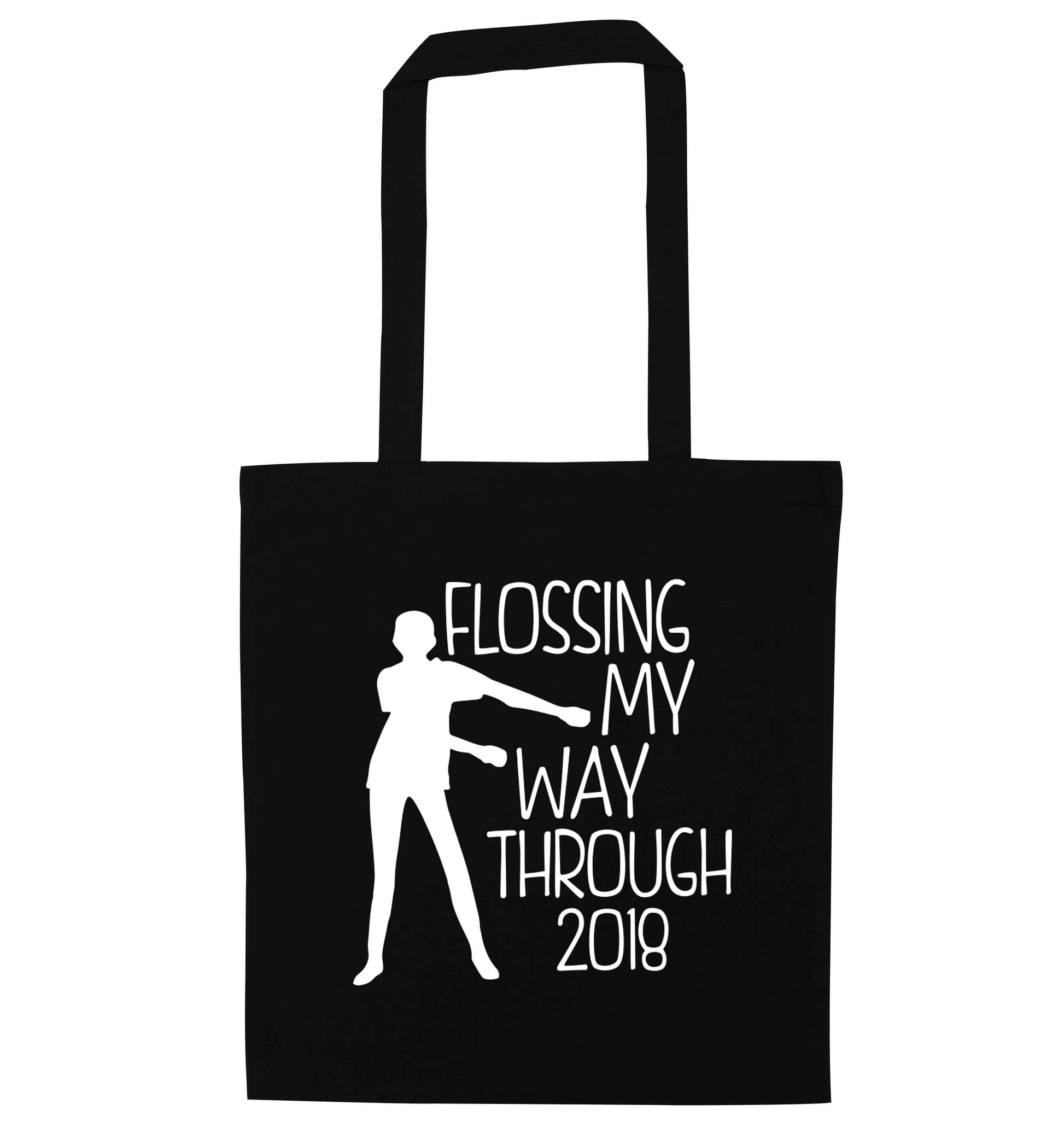 Flossing my way through 2018 black tote bag