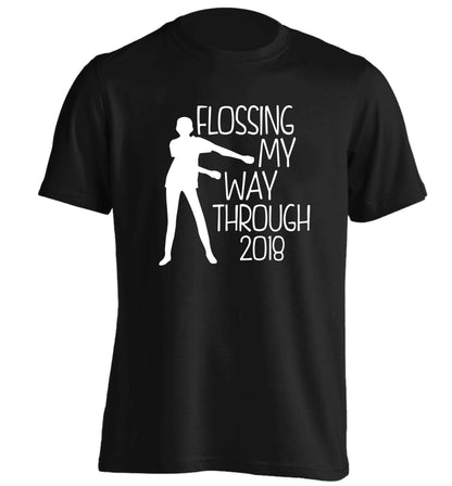 Flossing my way through 2018 adults unisex black Tshirt 2XL