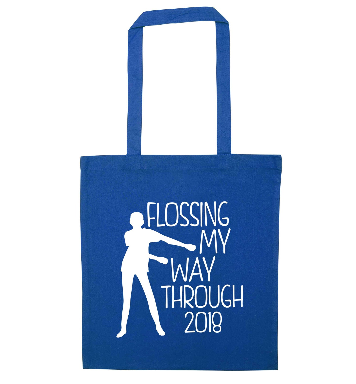Flossing my way through 2018 blue tote bag
