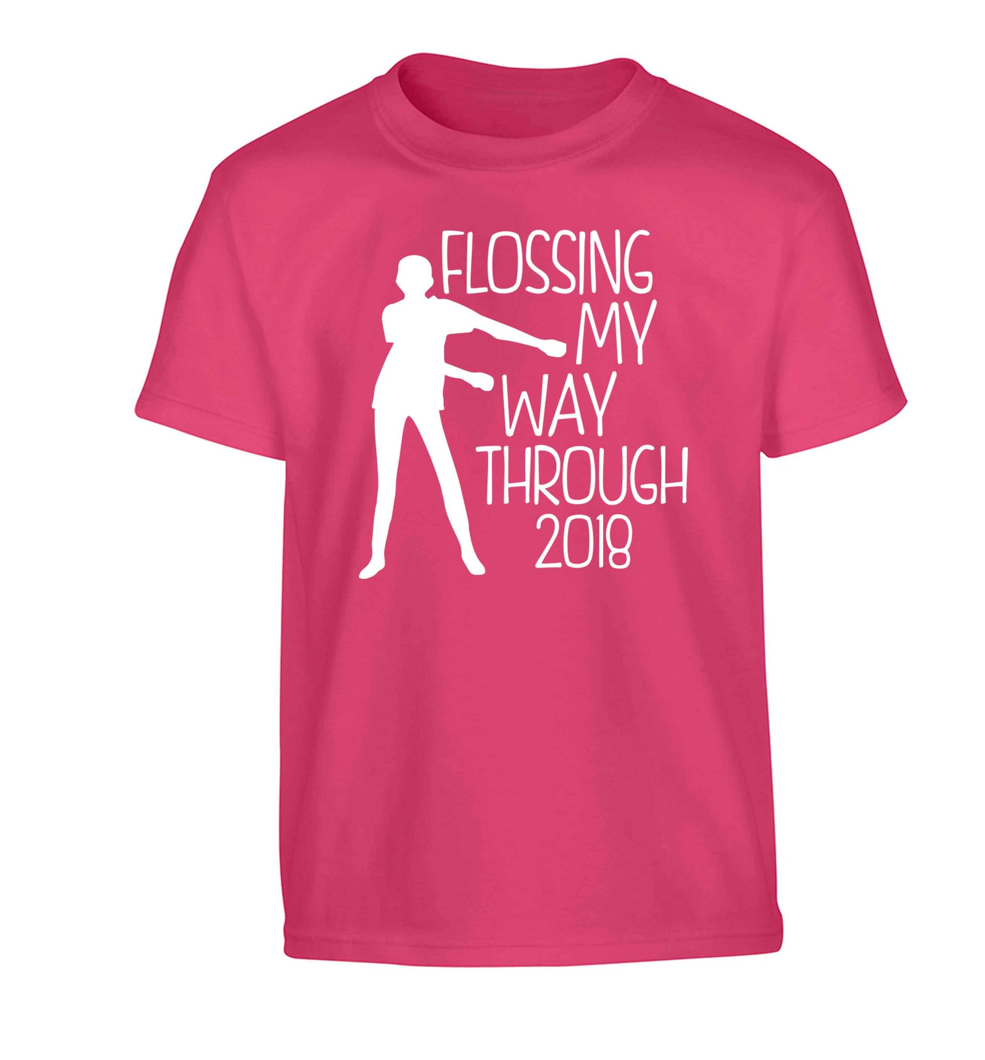 Flossing my way through 2018 Children's pink Tshirt 12-13 Years