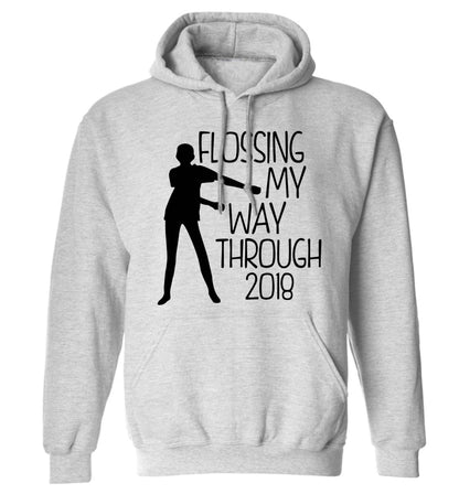 Flossing my way through 2018 adults unisex grey hoodie 2XL
