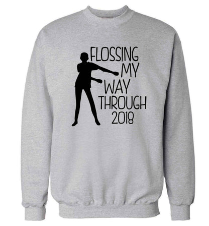 Flossing my way through 2018 Adult's unisex grey Sweater 2XL