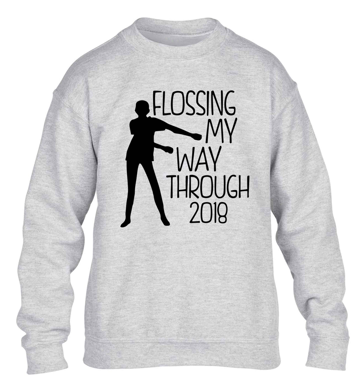 Flossing my way through 2018 children's grey sweater 12-13 Years