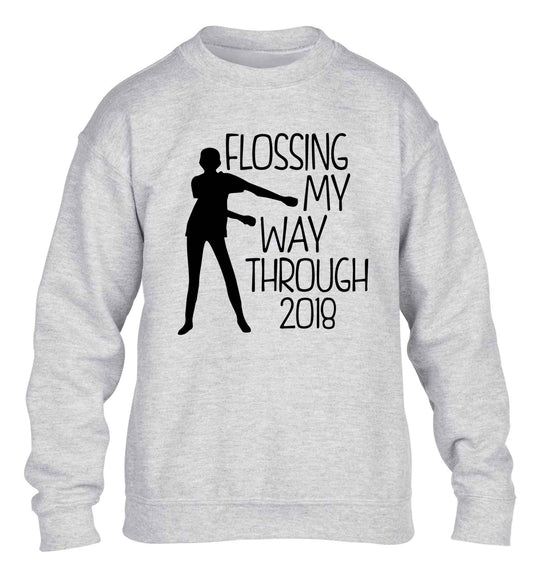 Flossing my way through 2018 children's grey sweater 12-13 Years