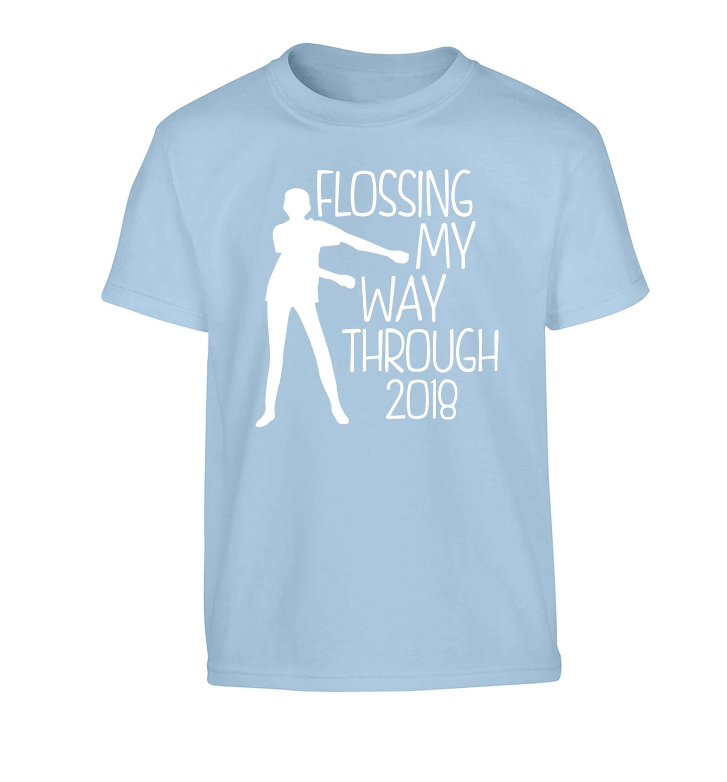 Flossing my way through 2018 Children's light blue Tshirt 12-13 Years