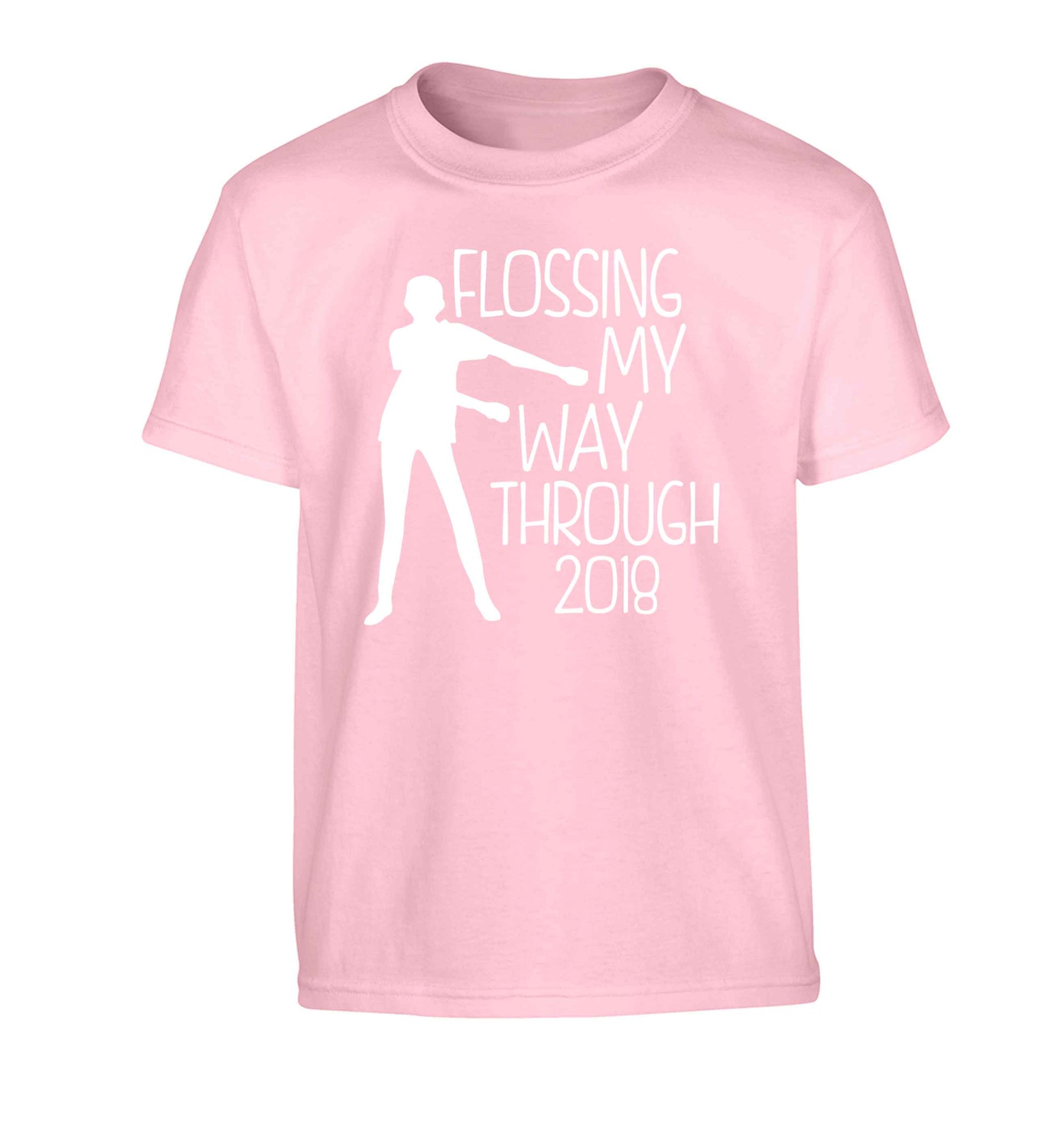 Flossing my way through 2018 Children's light pink Tshirt 12-13 Years