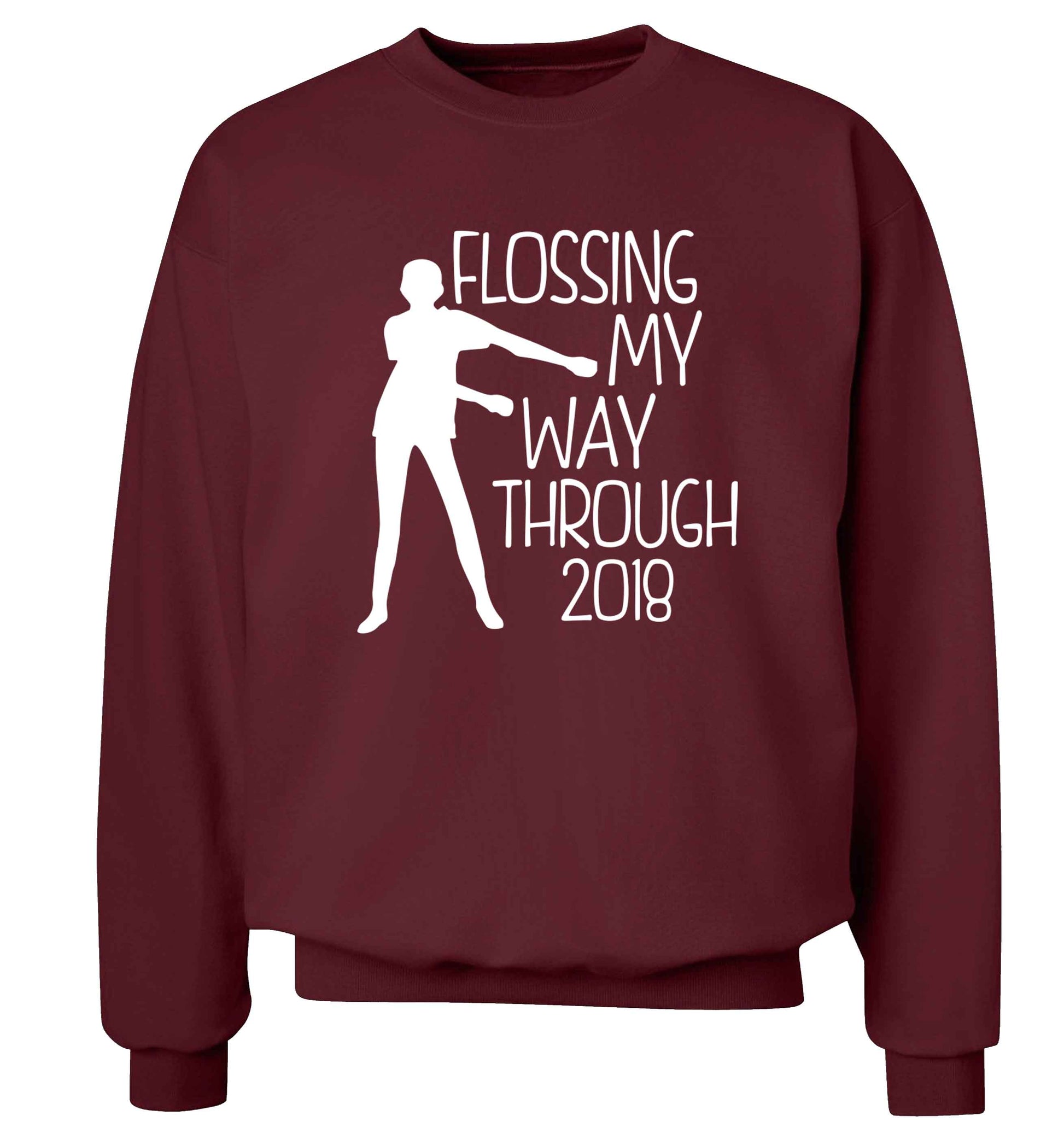 Flossing my way through 2018 Adult's unisex maroon Sweater 2XL