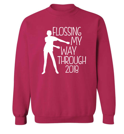 Flossing my way through 2018 Adult's unisex pink Sweater 2XL