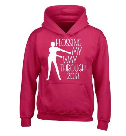 Flossing my way through 2018 children's pink hoodie 12-13 Years