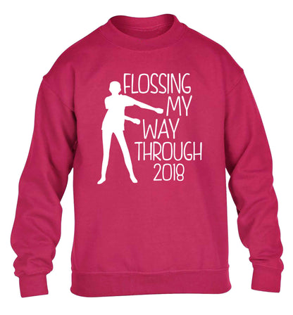 Flossing my way through 2018 children's pink sweater 12-13 Years