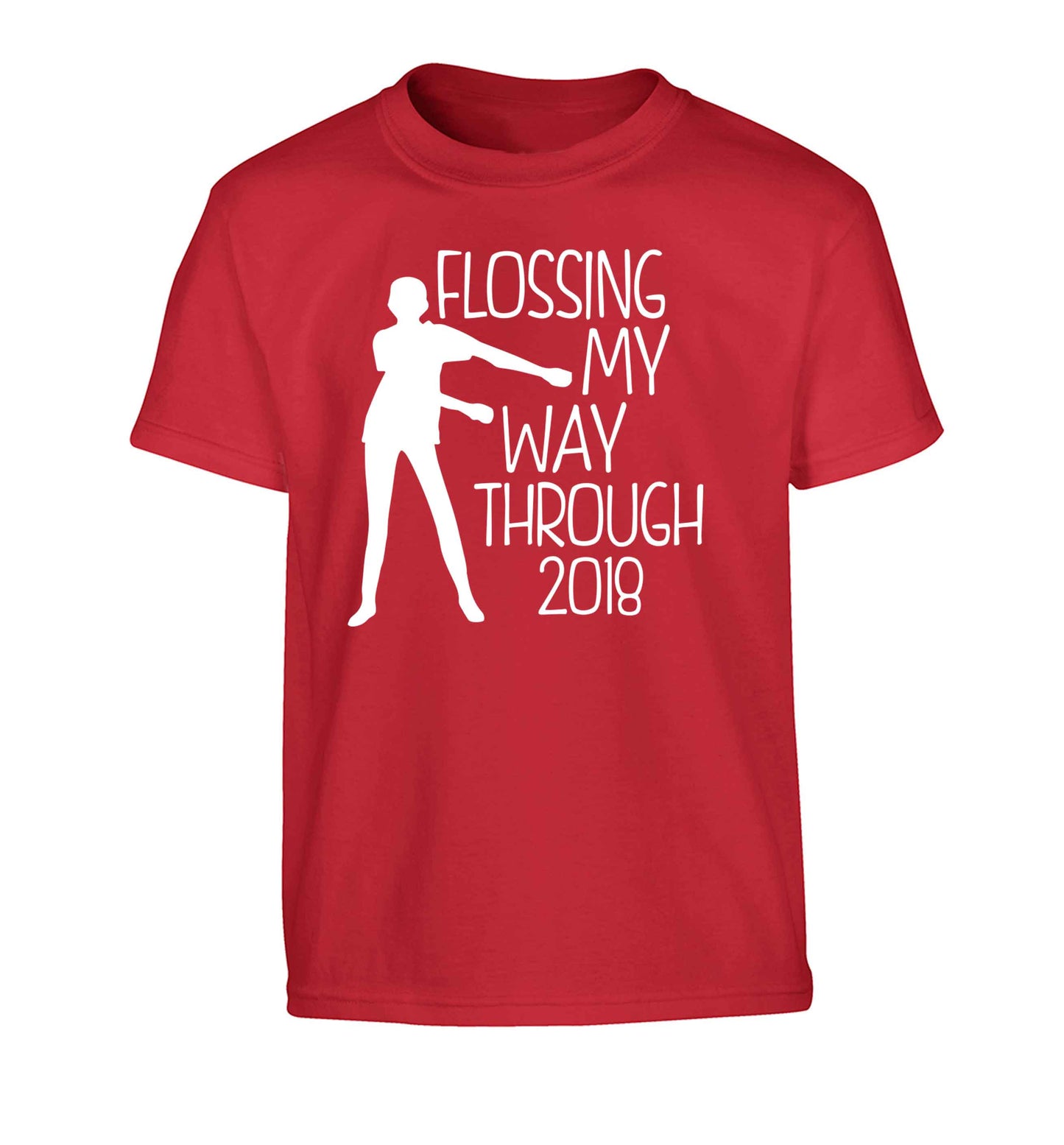 Flossing my way through 2018 Children's red Tshirt 12-13 Years