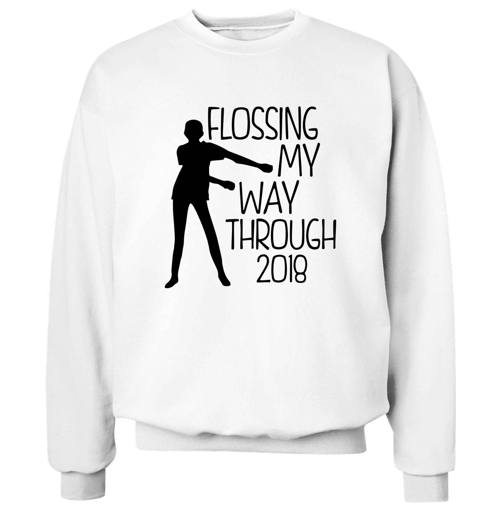 Flossing my way through 2018 Adult's unisex white Sweater 2XL