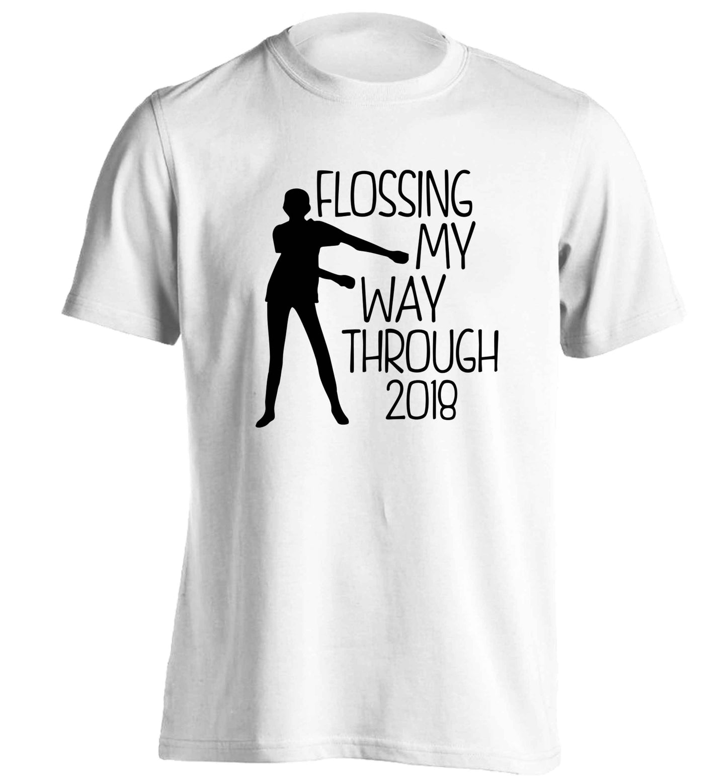 Flossing my way through 2018 adults unisex white Tshirt 2XL