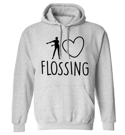 I love flossing adults unisex grey hoodie 2XL