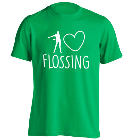 I love flossing adults unisex green Tshirt 2XL