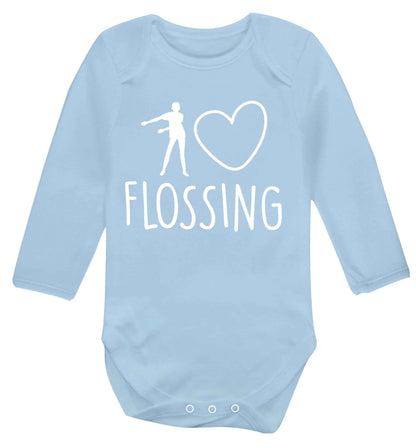 I love flossing Baby Vest long sleeved pale blue 6-12 months