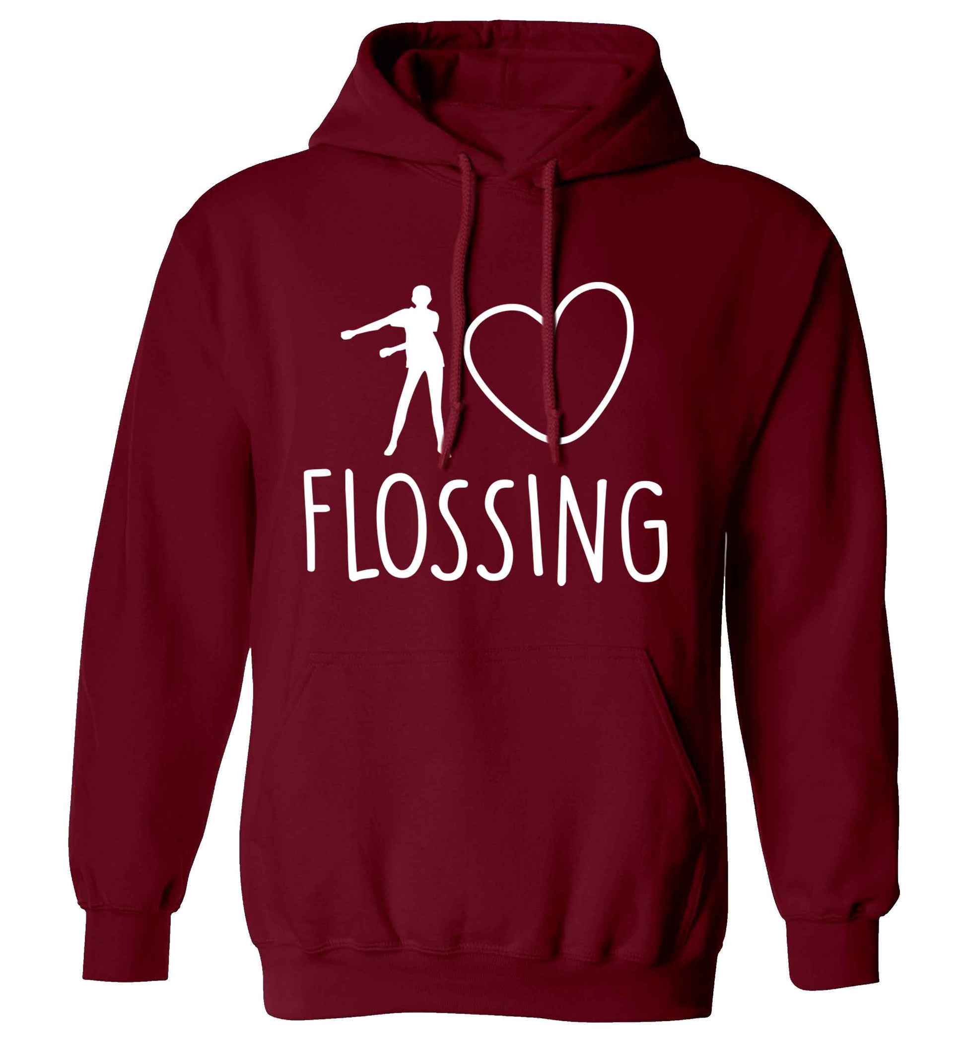 I love flossing adults unisex maroon hoodie 2XL