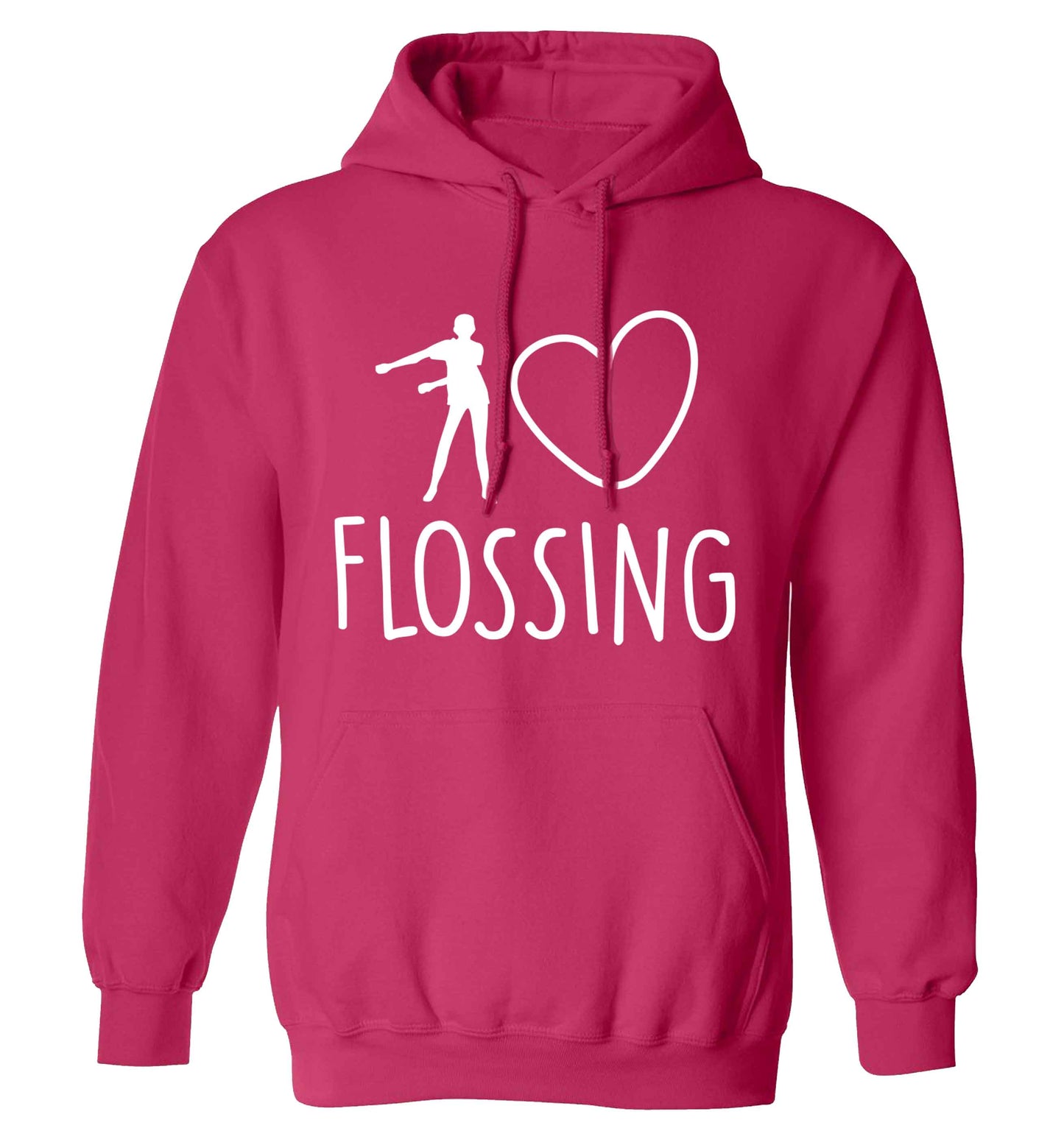 I love flossing adults unisex pink hoodie 2XL