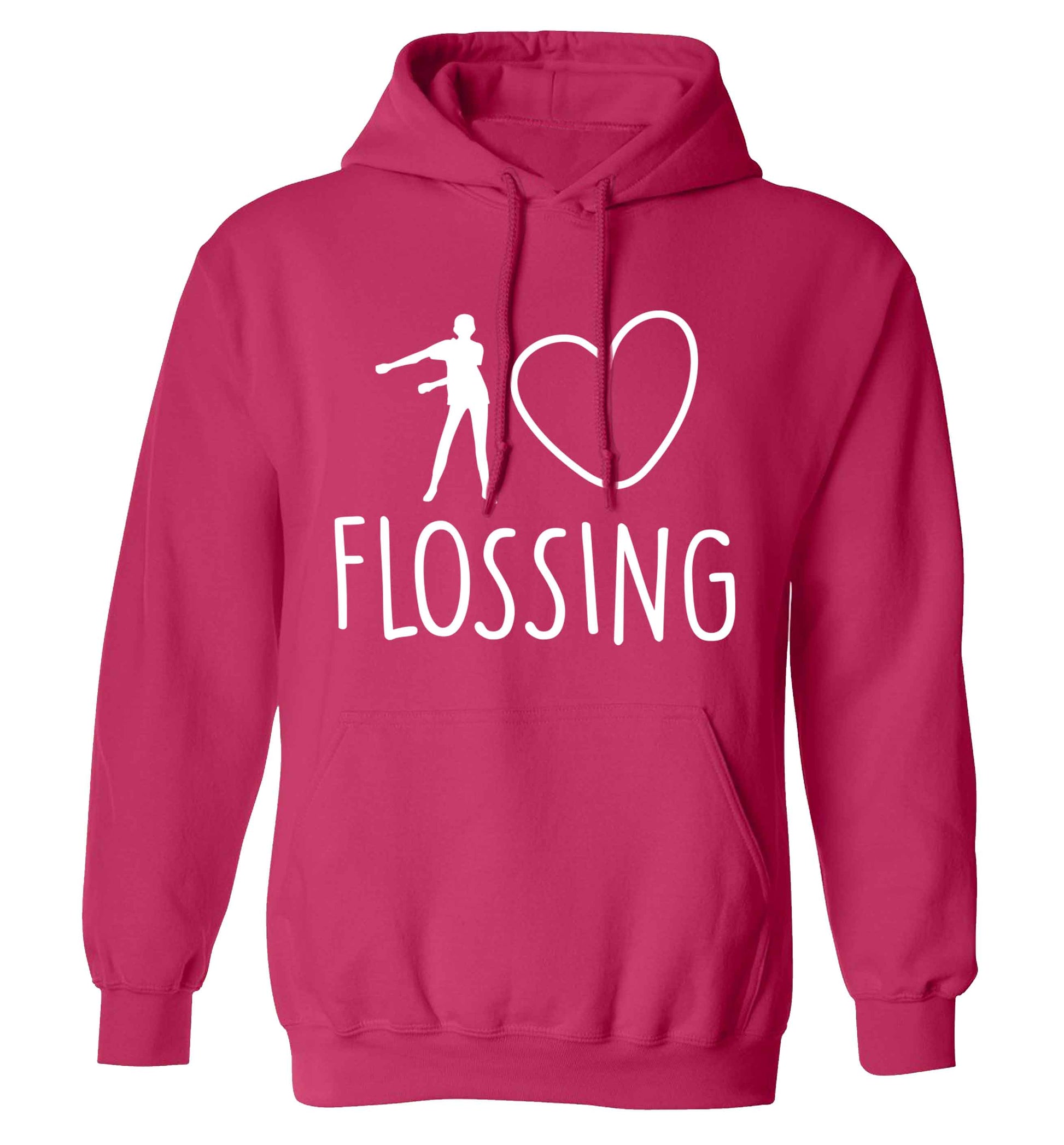 I love flossing adults unisex pink hoodie 2XL