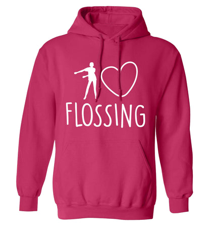 I love flossing adults unisex pink hoodie 2XL