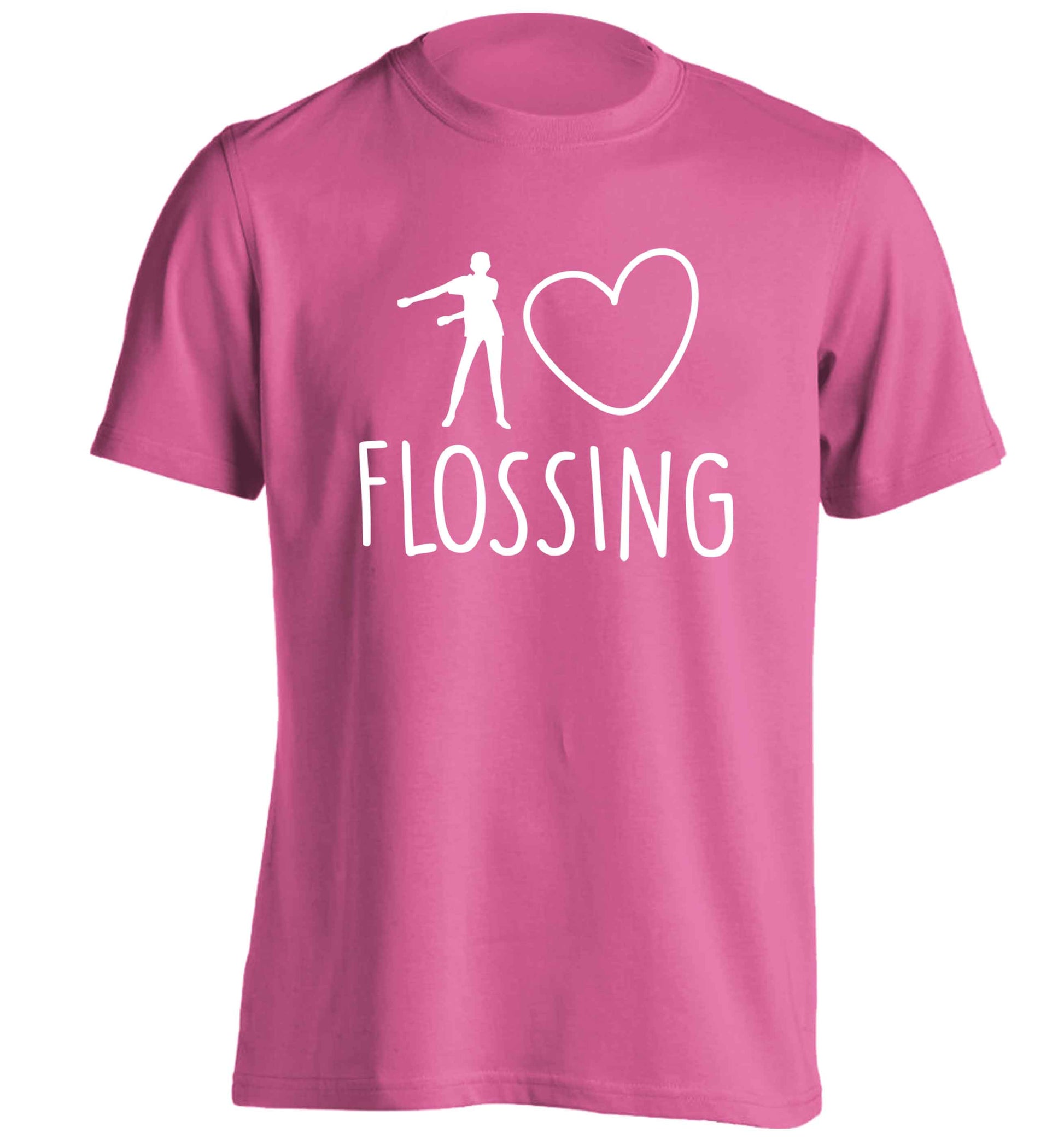 I love flossing adults unisex pink Tshirt 2XL