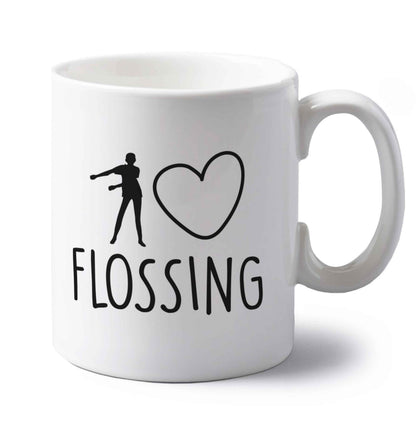 I love flossing left handed white ceramic mug 